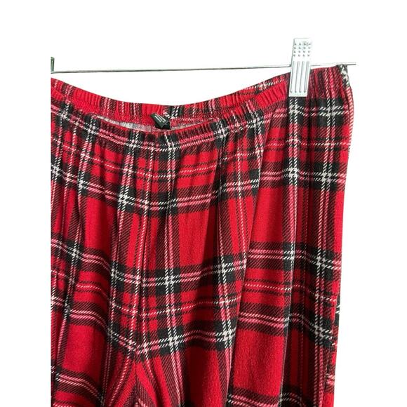 Laura Ashley Pajama Set Size L Red Tartan Plaid Holiday Flannel Cozy - Picture 7 of 10